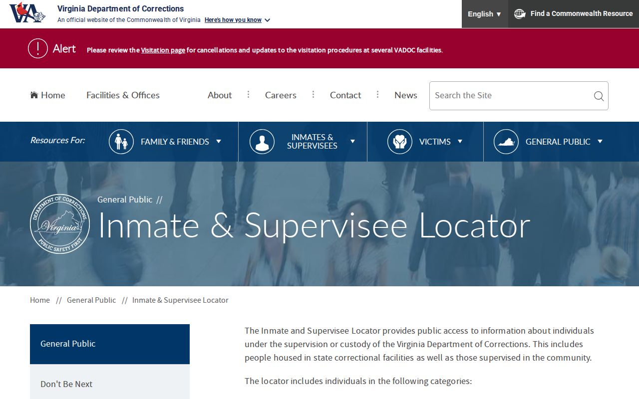 Bath County state custody lookup through the Virginia Department of Corrections locator